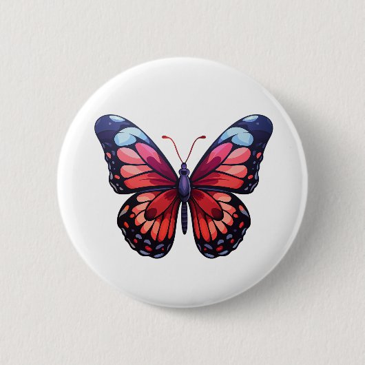 Cartoon vlinder illustratie ronde button 5,7 cm (Voorkant)