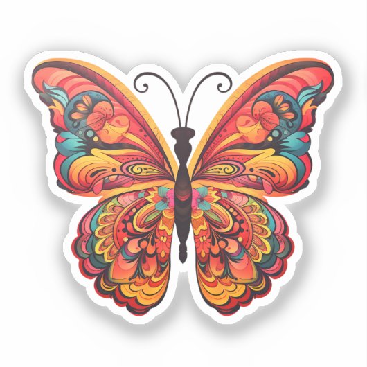 Cartoon vlinder sticker (Voorkant)