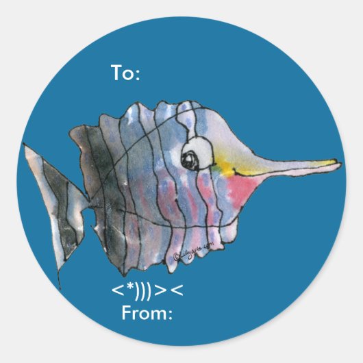 Cartoon vlinder vis gepersonaliseerde labels (Voorkant)