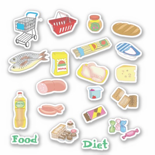 Cartoon voedsel sticker (Voorkant)
