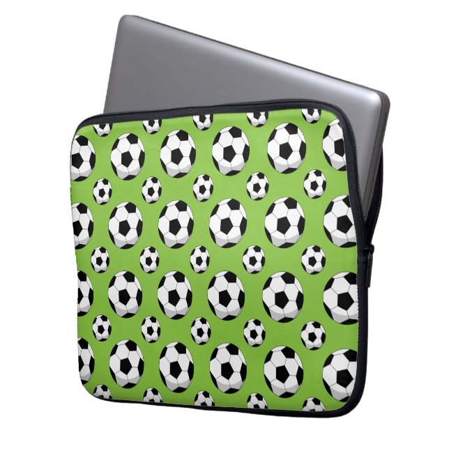 Cartoon Voetbal Patroon Laptop Sleeve (Voorkant Links)