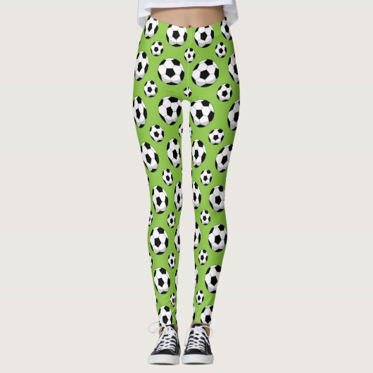 Cartoon Voetbal Patroon Leggings (Voorkant)