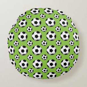 Cartoon Voetbal Patroon Rond Kussen