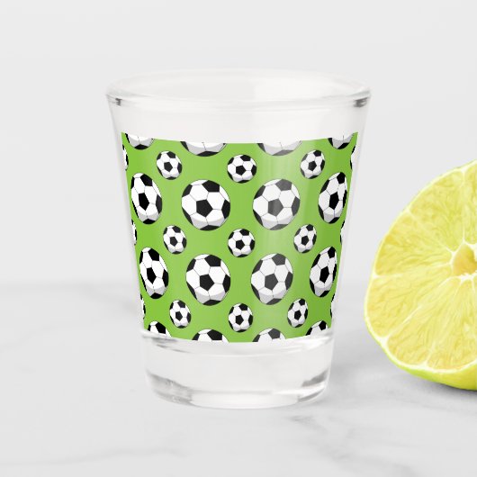 Cartoon Voetbal Patroon Shot Glas (Voorkant)