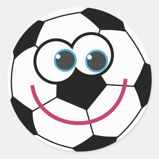Cartoon Voetbal Ronde Sticker (Voorkant)