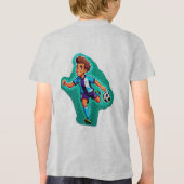 Cartoon Voetbalspeler Tri-Blend Shirt (Achterkant)