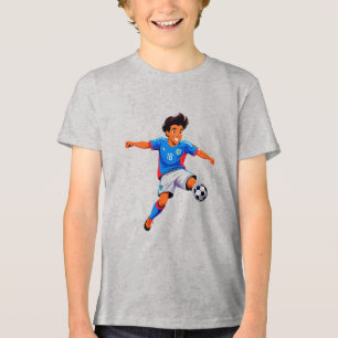 Cartoon Voetbalspeler Tri-Blend Shirt