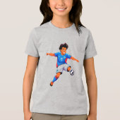 Cartoon Voetbalspeler Tri-Blend Shirt (Voorkant)