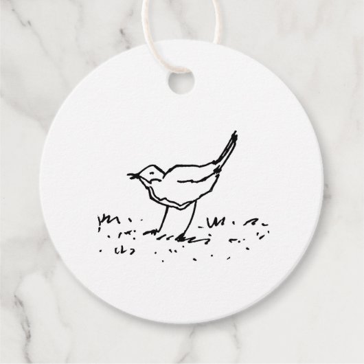 Cartoon Vogel Pen Kunst Tekening Bedankjes Labels (Voorkant)
