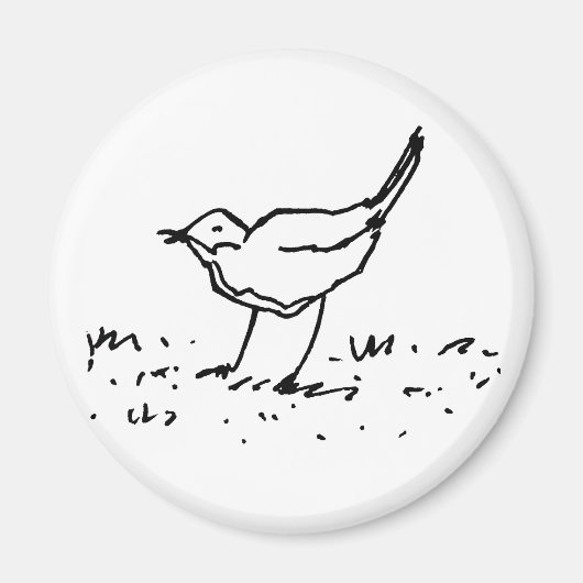 Cartoon Vogel Pen Kunst Tekening Magneet (Voorkant)