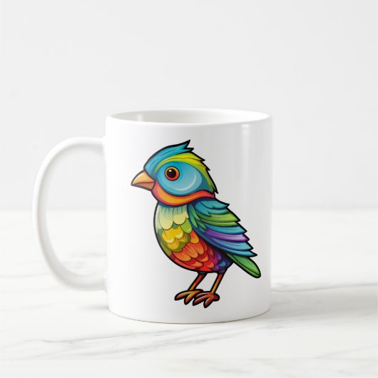 Cartoon vogelillustratie koffiemok (Links)