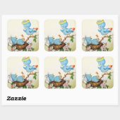  Cartoon vogels in een nesttest Vierkante Sticker (Vel)