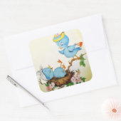  Cartoon vogels in een nesttest Vierkante Sticker (Envelop)