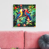 Cartoon Vogels In Jungle Kunst Canvas Afdruk (Insitu (Woonkamer))