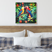Cartoon Vogels In Jungle Kunst Canvas Afdruk (Insitu (Slaapkamer))