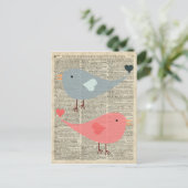 Cartoon vogels op boekpagina briefkaart (Staand voorkant)