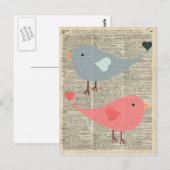 Cartoon vogels op boekpagina briefkaart (Voorkant / Achterkant)
