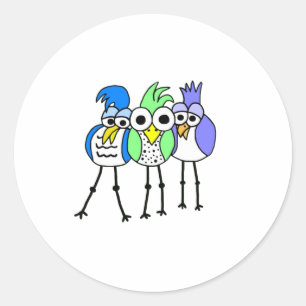 Cartoon vogels ronde sticker