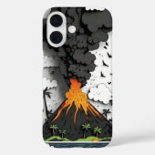 Cartoon Volcano Eruption & Palm Trees Phone Case (Achterkant)