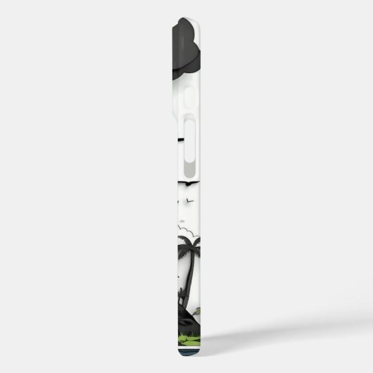 Cartoon Volcano Eruption & Palm Trees Phone Case (Achterkant / Links)