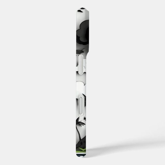 Cartoon Volcano Eruption & Palm Trees Phone Case (Achterkant / Rechts)