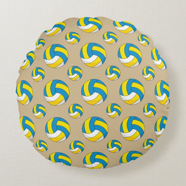 Cartoon Volleyball Ball Rond Kussen (Voorkant)