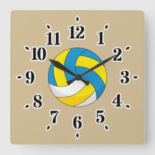 Cartoon Volleyball Ball Vierkante Klok
