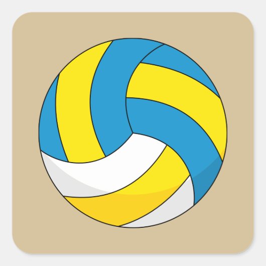 Cartoon Volleyball Ball Vierkante Sticker (Voorkant)
