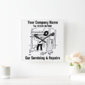 Cartoon voor autoonderhoud en reparatie vierkante klok (Huis)