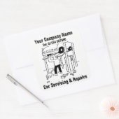 Cartoon voor autoonderhoud en reparatie vierkante sticker (Envelop)