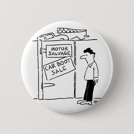 Cartoon voor autowrakken ronde button 5,7 cm (Voorkant)