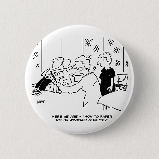 Cartoon voor behangselarij en thuisdecortering ronde button 5,7 cm (Voorkant)