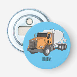 Cartoon voor betoncementmixing button flesopener