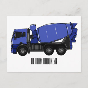 Cartoon voor betonmixen van vrachtwagens briefkaart