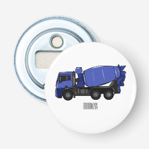 Cartoon voor betonmixen van vrachtwagens button flesopener