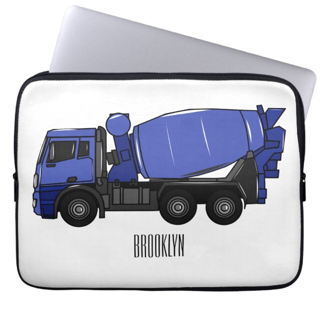 Cartoon voor betonmixen van vrachtwagens laptop sleeve (Voorkant)