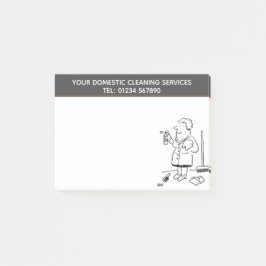 Cartoon voor binnenlandse reinigingsservices om uw post-it® notes