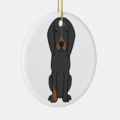 Cartoon voor Black and Tan Coonhound Dog Keramisch Ornament (Rechts)