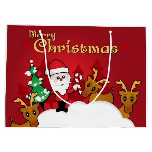 Cartoon voor de kerstcadeautjes voor de kerstman large cadeautasje (Achterkant)