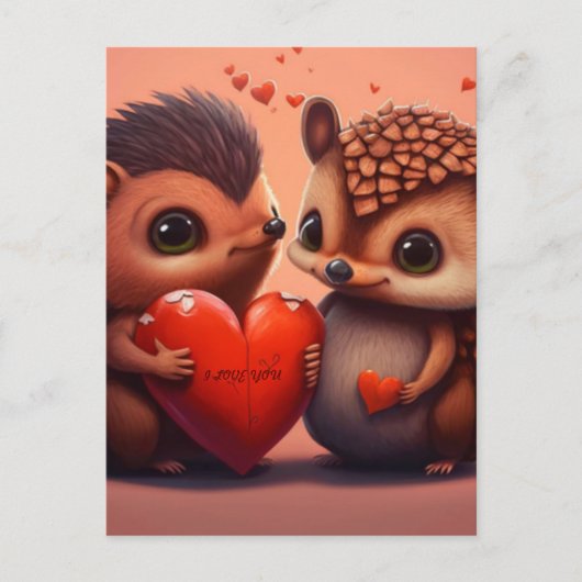 cartoon voor egel van valentijns briefkaart (Voorkant)