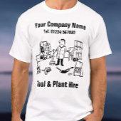 Cartoon voor gereedschap en Plant hire T-shirt