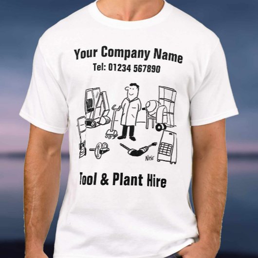 Cartoon voor gereedschap en Plant hire T-shirt