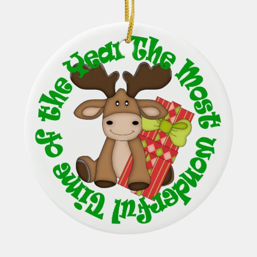 Cartoon voor geweldige tijd Moose Kinder Keramisch Ornament (Voorkant)