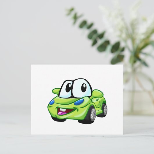 Cartoon voor groene auto glimlachen - Kies achterg Briefkaart (Staand voorkant)
