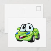 Cartoon voor groene auto glimlachen - Kies achterg Briefkaart (Voorkant / Achterkant)