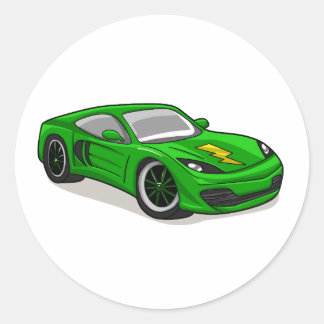 Cartoon voor groene races - Kies achtergrondkleur Ronde Sticker