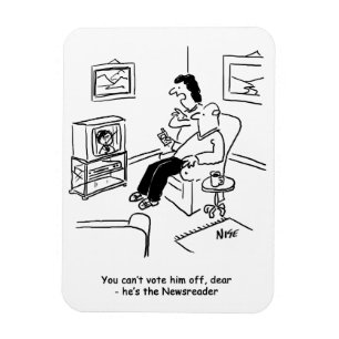 Cartoon voor het stemmen op televisie. magneet