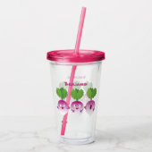 Cartoon voor het triozingend cute turnip acryl drinkbeker (Achterkant)