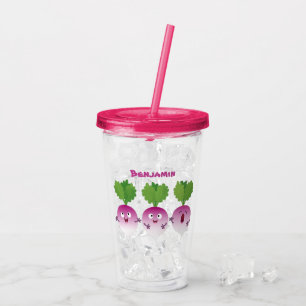 Cartoon voor het triozingend cute turnip acryl drinkbeker