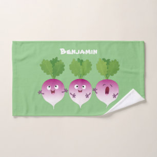 Cartoon voor het triozingend cute turnip bad handdoek